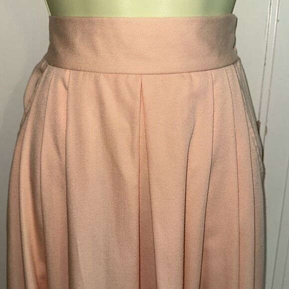 Vintage 70s/80s Bedford Fair Peachy Pink Full Pleat Front Midi Skirt - Picture 3 of 6